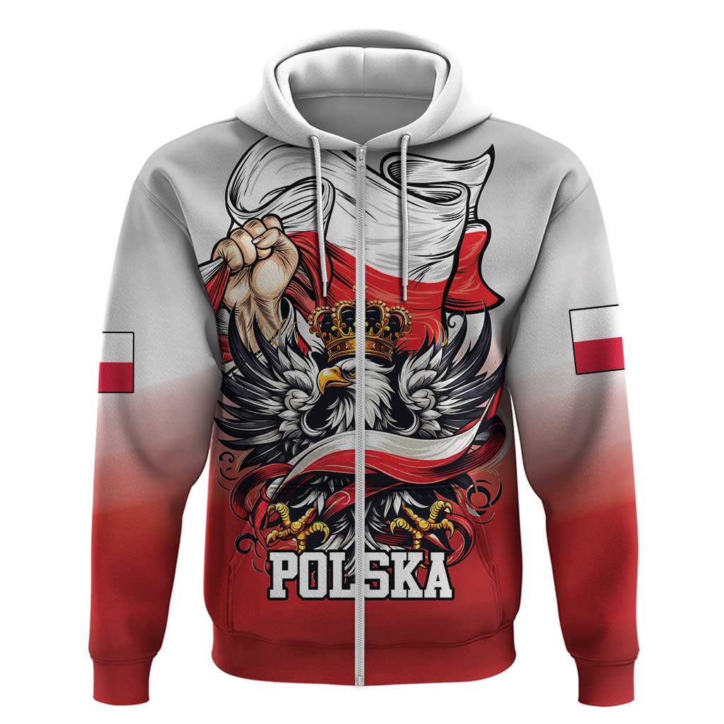 Poland Independence Day Zip Hoodie Polska White Eagle and Flag Style - Wonder Print Shop