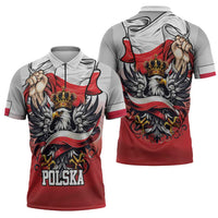 Poland Independence Day Zipper Polo Shirt Polska White Eagle and Flag Style - Wonder Print Shop