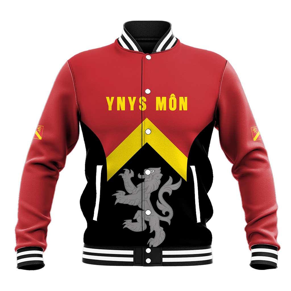Personalised Anglesey Wales Baseball Jacket Ynys Mon Welsh Lion Flag Design - Wonder Print Shop