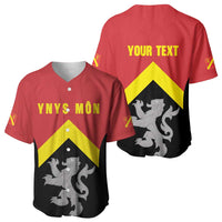 Personalised Anglesey Wales Baseball Jersey Ynys Mon Welsh Lion Flag Design - Wonder Print Shop
