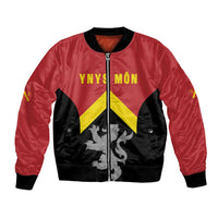 Personalised Anglesey Wales Bomber Jacket Ynys Mon Welsh Lion Flag Design - Wonder Print Shop