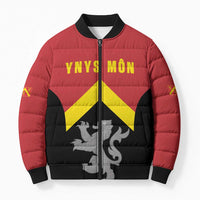 Personalised Anglesey Wales Bomber Puffer Jacket Ynys Mon Welsh Lion Flag Design - Wonder Print Shop