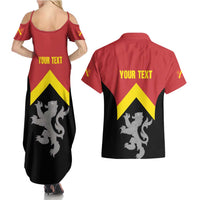 Personalised Anglesey Wales Couples Matching Summer Maxi Dress and Hawaiian Shirt Ynys Mon Welsh Lion Flag Design - Wonder Print Shop