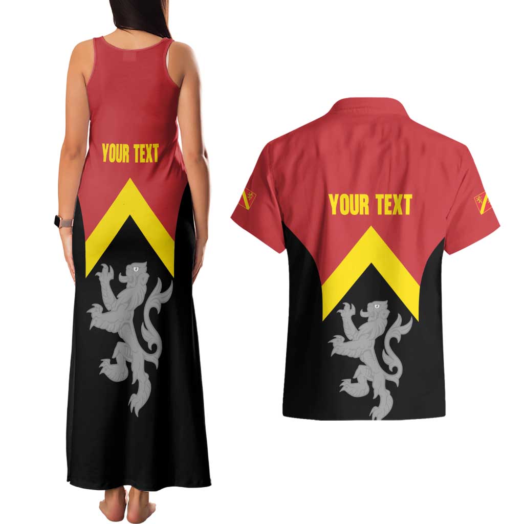 Personalised Anglesey Wales Couples Matching Tank Maxi Dress and Hawaiian Shirt Ynys Mon Welsh Lion Flag Design - Wonder Print Shop