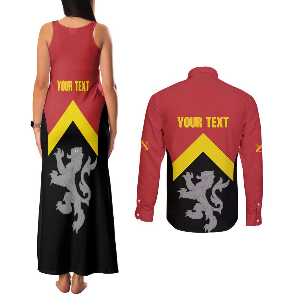 Personalised Anglesey Wales Couples Matching Tank Maxi Dress and Long Sleeve Button Shirt Ynys Mon Welsh Lion Flag Design - Wonder Print Shop