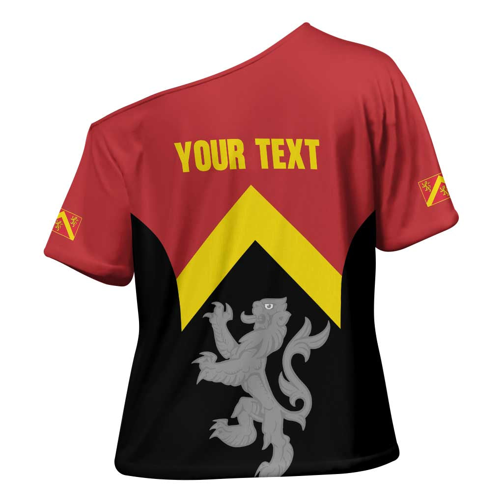 Personalised Anglesey Wales Cross Shoulder Shirt Ynys Mon Welsh Lion Flag Design - Wonder Print Shop