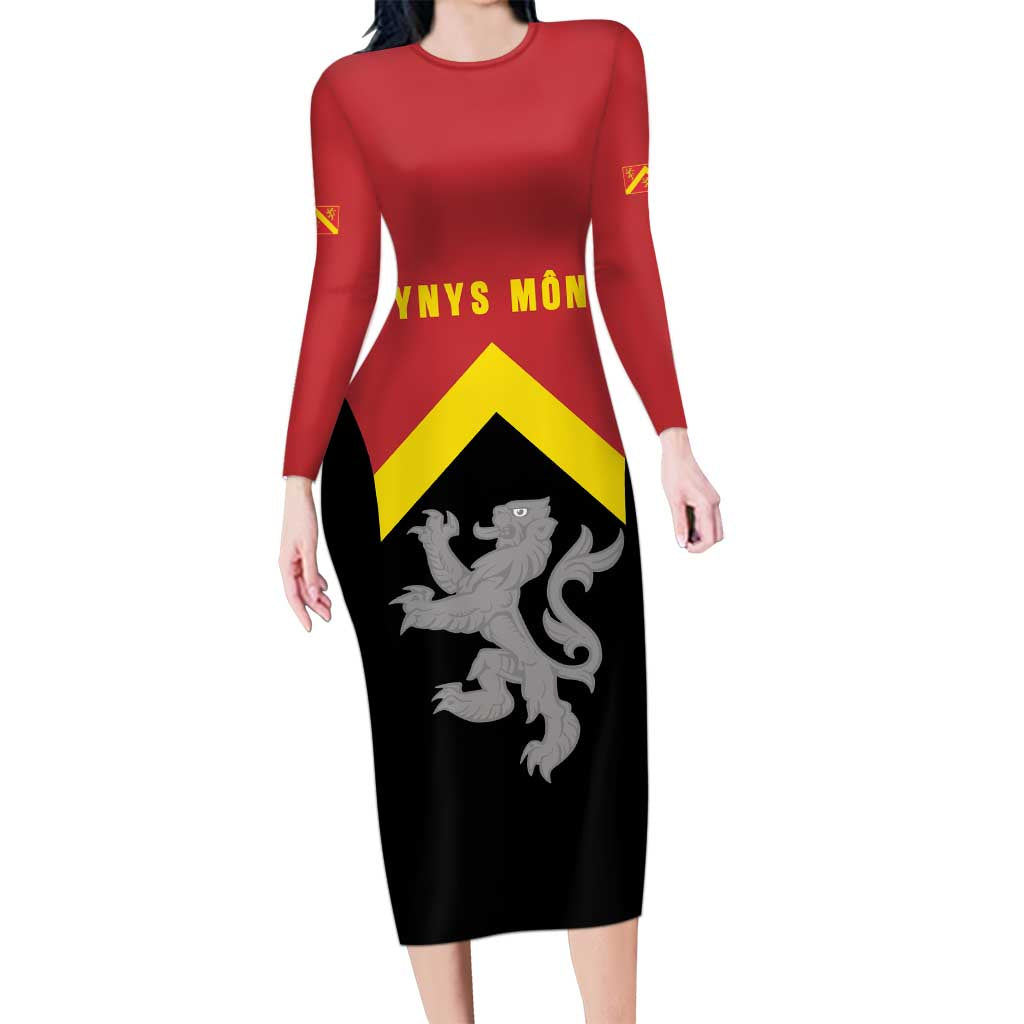 Personalised Anglesey Wales Family Matching Long Sleeve Bodycon Dress and Hawaiian Shirt Ynys Mon Welsh Lion Flag Design - Wonder Print Shop