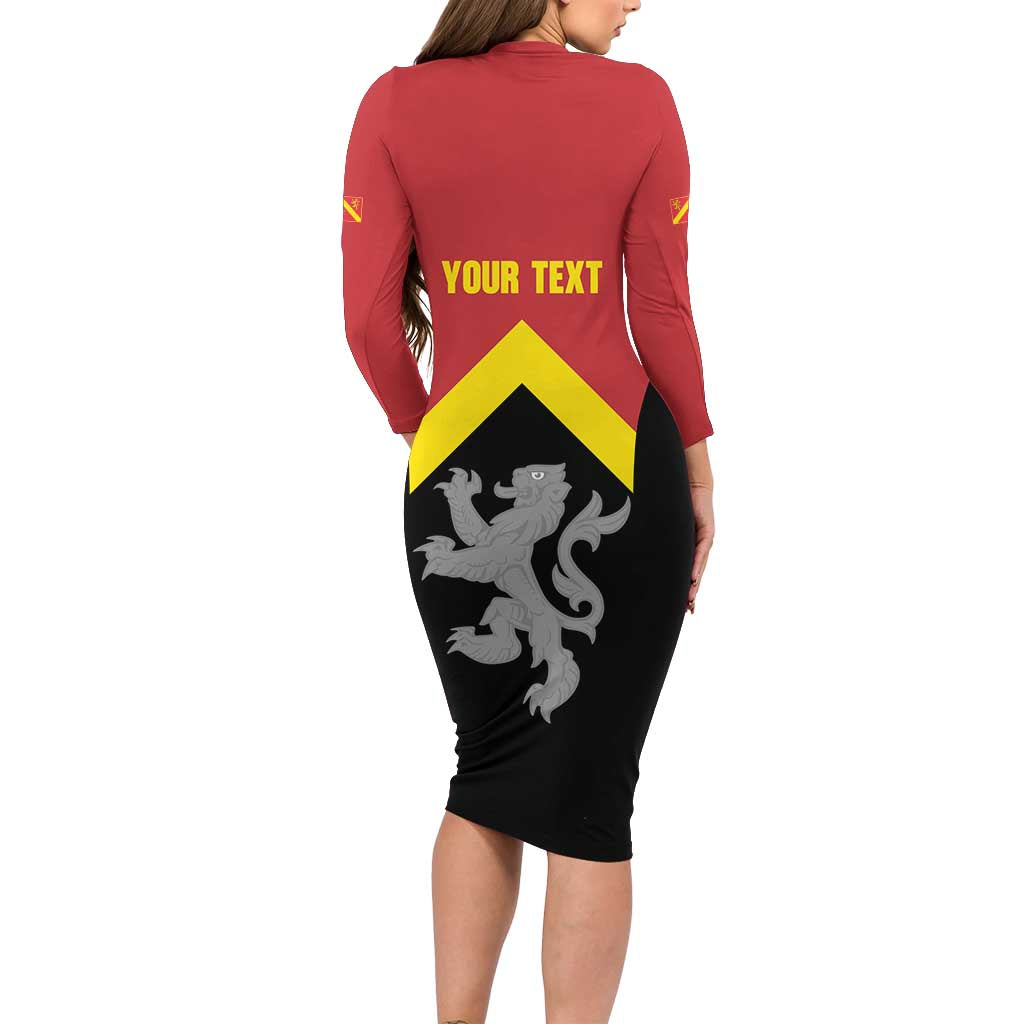 Personalised Anglesey Wales Family Matching Long Sleeve Bodycon Dress and Hawaiian Shirt Ynys Mon Welsh Lion Flag Design - Wonder Print Shop