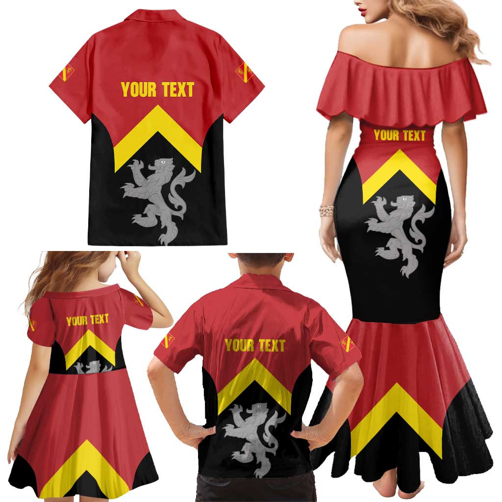 Personalised Anglesey Wales Family Matching Mermaid Dress and Hawaiian Shirt Ynys Mon Welsh Lion Flag Design - Wonder Print Shop