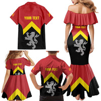 Personalised Anglesey Wales Family Matching Mermaid Dress and Hawaiian Shirt Ynys Mon Welsh Lion Flag Design - Wonder Print Shop