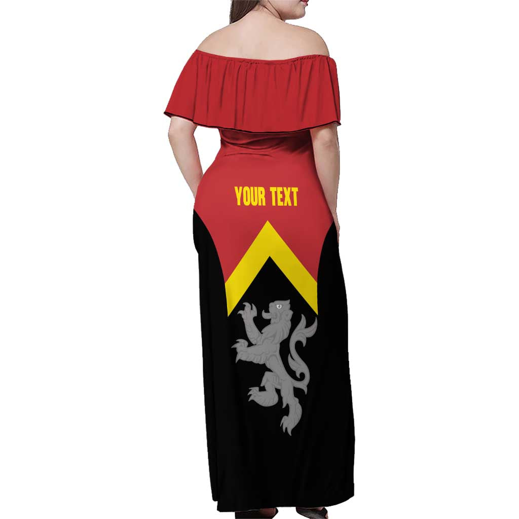 Personalised Anglesey Wales Family Matching Off Shoulder Maxi Dress and Hawaiian Shirt Ynys Mon Welsh Lion Flag Design - Wonder Print Shop