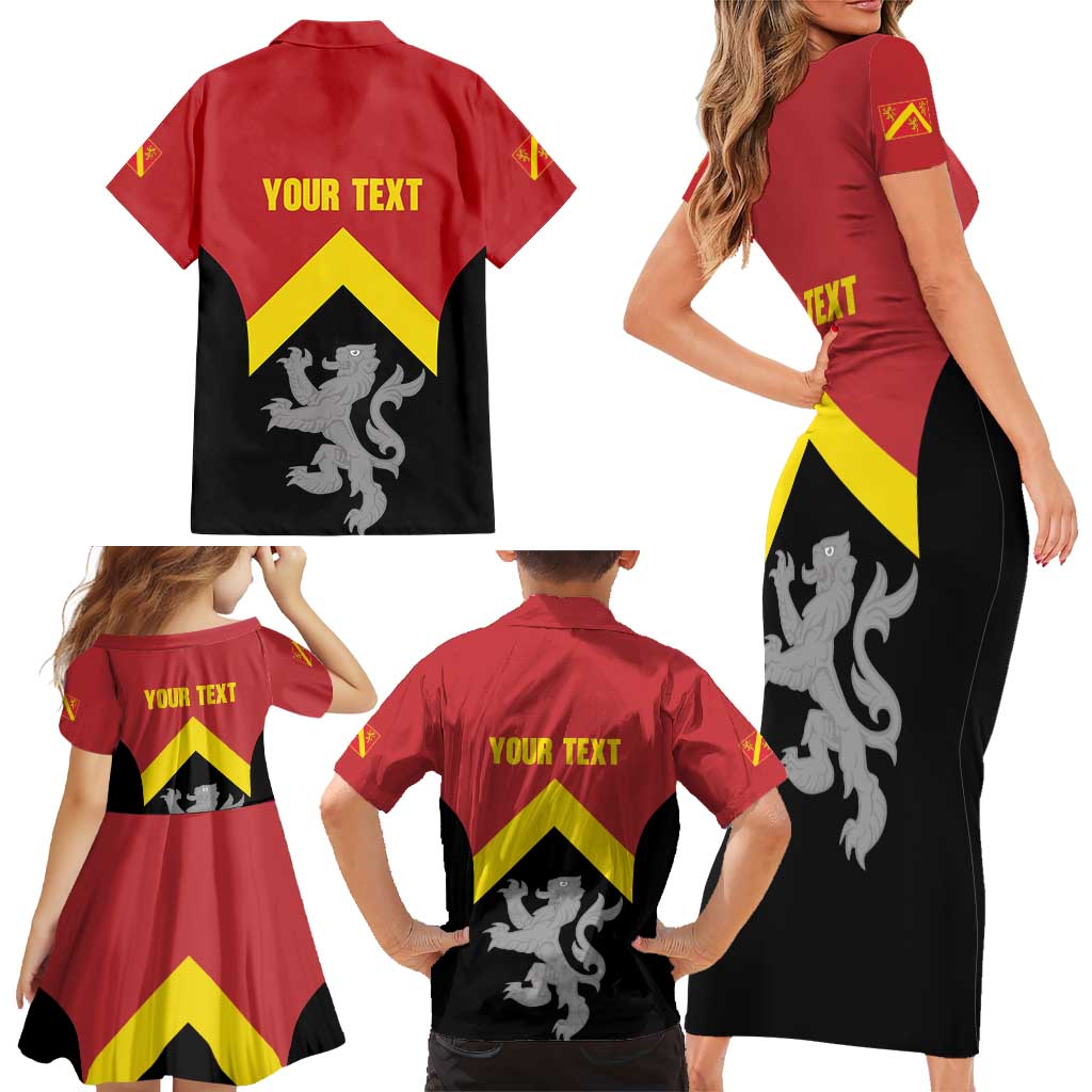 Personalised Anglesey Wales Family Matching Short Sleeve Bodycon Dress and Hawaiian Shirt Ynys Mon Welsh Lion Flag Design - Wonder Print Shop