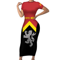 Personalised Anglesey Wales Family Matching Short Sleeve Bodycon Dress and Hawaiian Shirt Ynys Mon Welsh Lion Flag Design - Wonder Print Shop