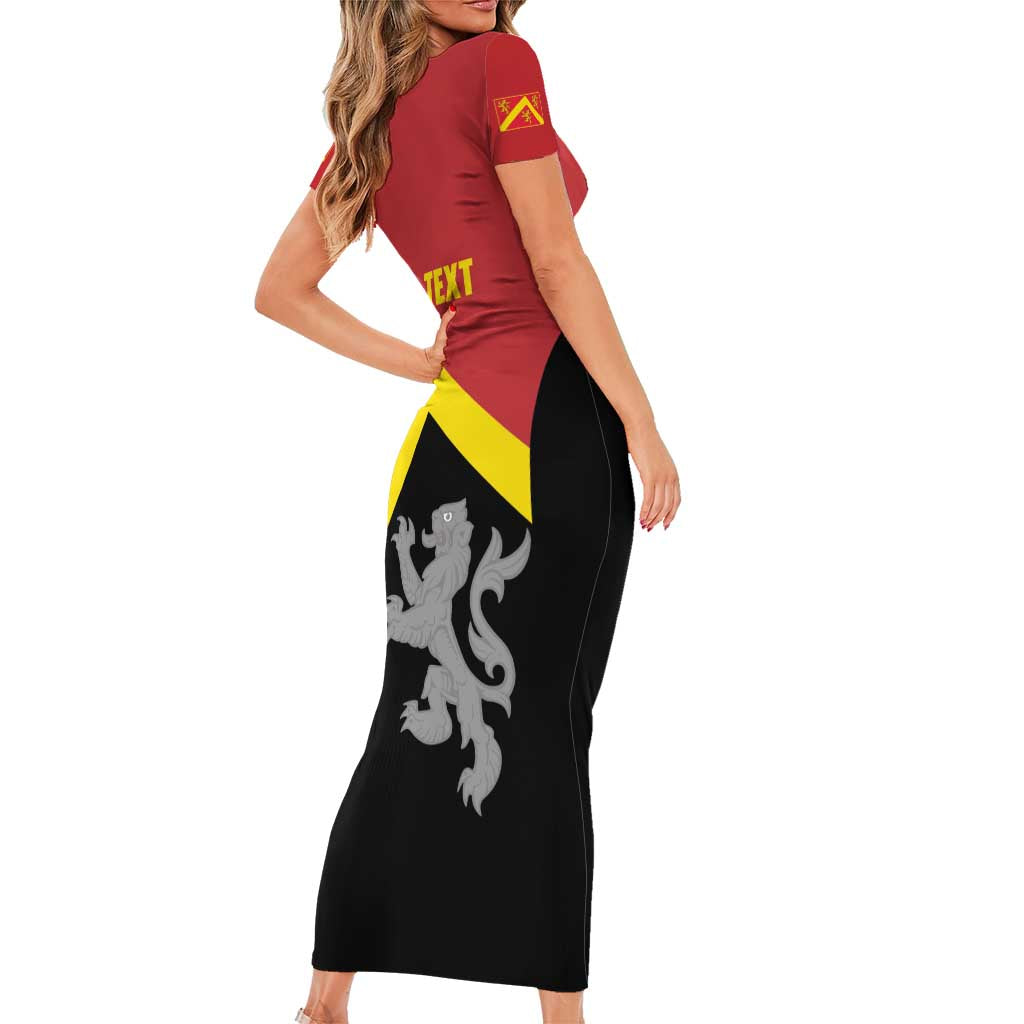 Personalised Anglesey Wales Family Matching Short Sleeve Bodycon Dress and Hawaiian Shirt Ynys Mon Welsh Lion Flag Design - Wonder Print Shop