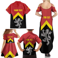 Personalised Anglesey Wales Family Matching Summer Maxi Dress and Hawaiian Shirt Ynys Mon Welsh Lion Flag Design - Wonder Print Shop