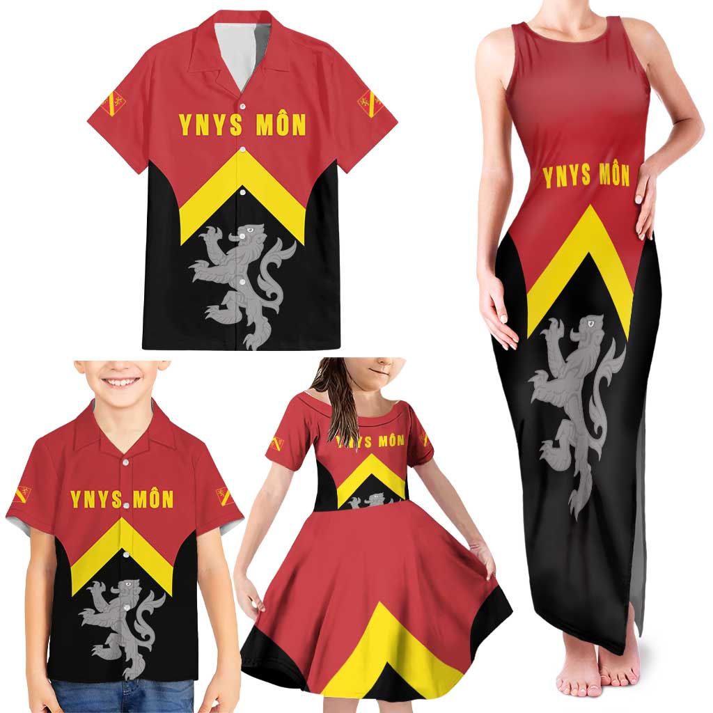Personalised Anglesey Wales Family Matching Tank Maxi Dress and Hawaiian Shirt Ynys Mon Welsh Lion Flag Design - Wonder Print Shop