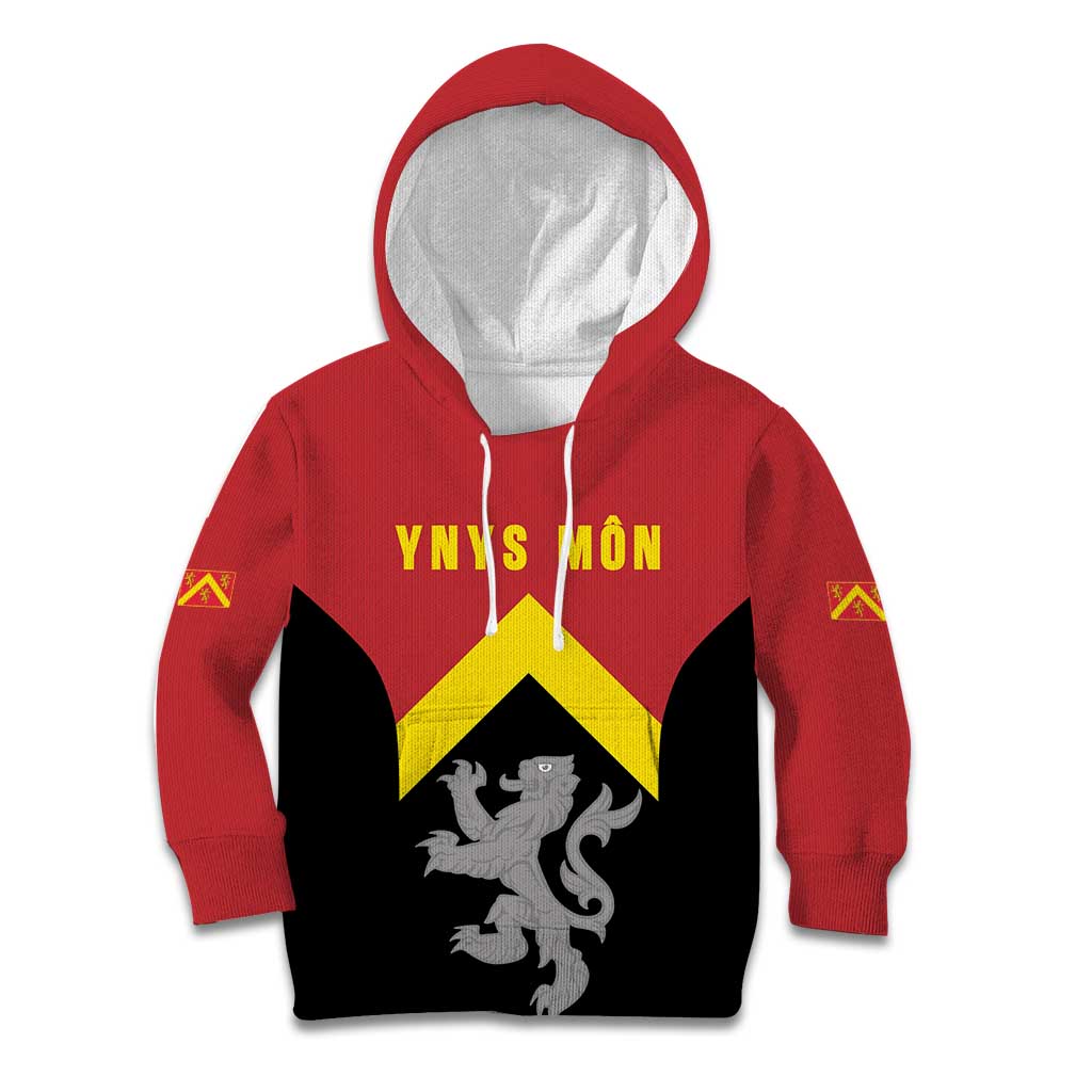 Personalised Anglesey Wales Kid Hoodie Ynys Mon Welsh Lion Flag Design - Wonder Print Shop
