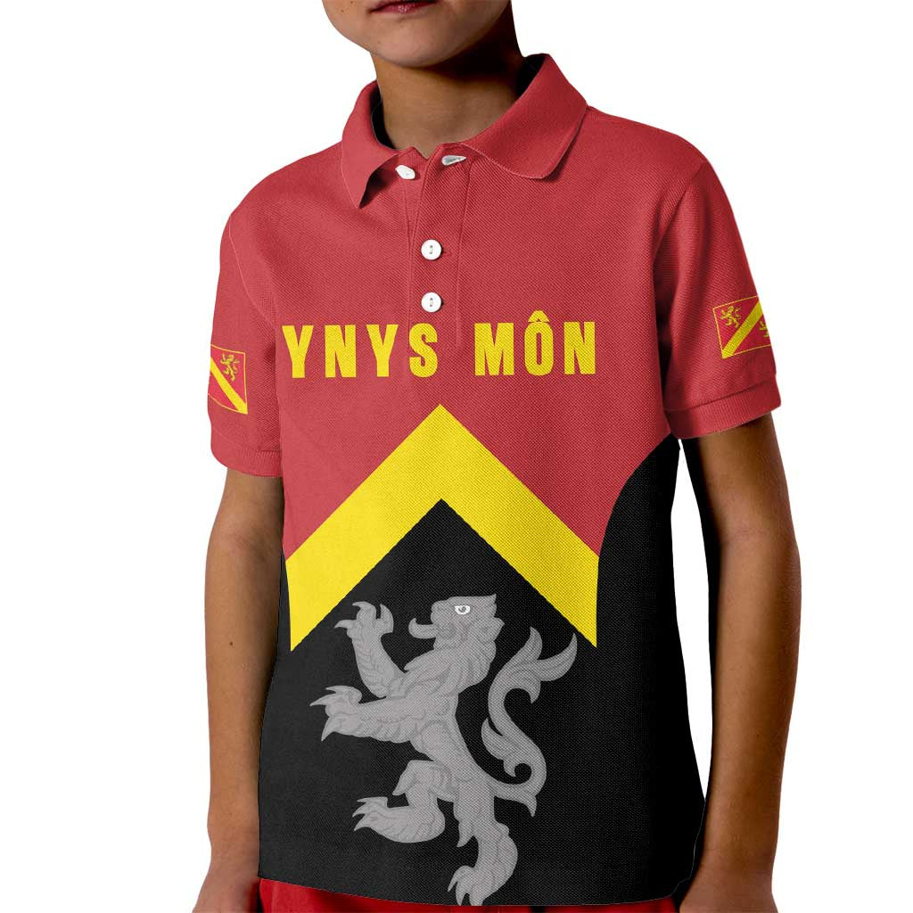 Personalised Anglesey Wales Kid Polo Shirt Ynys Mon Welsh Lion Flag Design - Wonder Print Shop