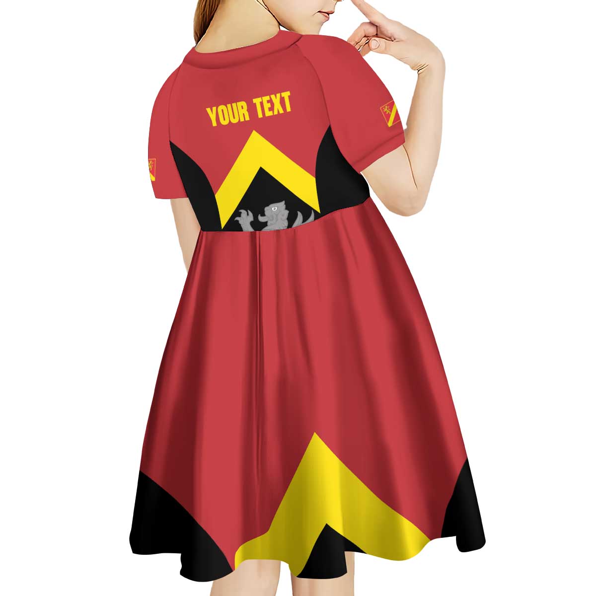 Personalised Anglesey Wales Kid Short Sleeve Dress Ynys Mon Welsh Lion Flag Design - Wonder Print Shop