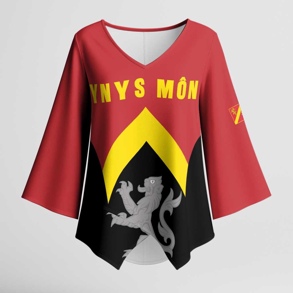 Personalised Anglesey Wales Kimono Sleeve Blouse Ynys Mon Welsh Lion Flag Design - Wonder Print Shop