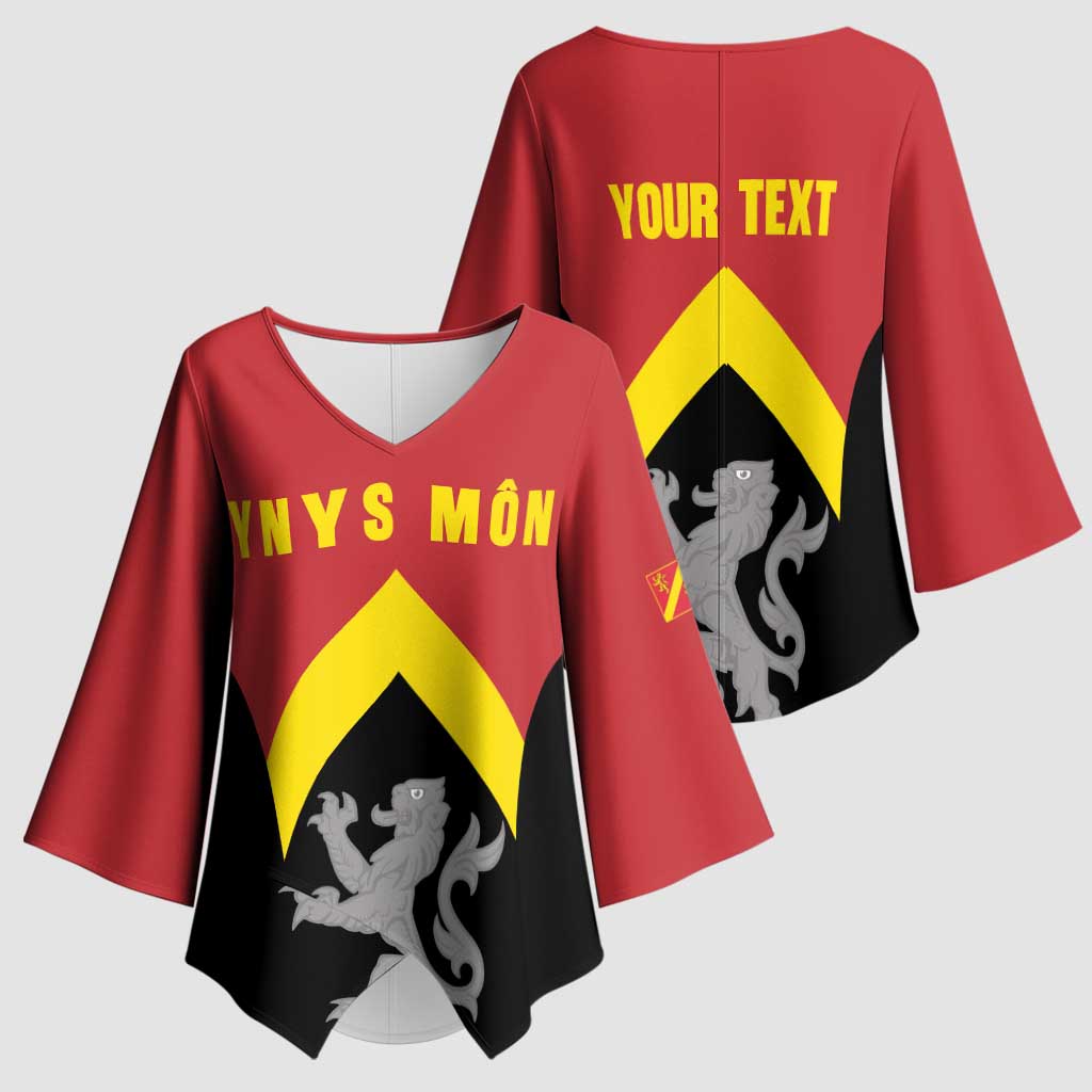 Personalised Anglesey Wales Kimono Sleeve Blouse Ynys Mon Welsh Lion Flag Design - Wonder Print Shop