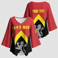 Personalised Anglesey Wales Kimono Sleeve Blouse Ynys Mon Welsh Lion Flag Design - Wonder Print Shop