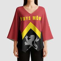 Personalised Anglesey Wales Kimono Sleeve Blouse Ynys Mon Welsh Lion Flag Design - Wonder Print Shop