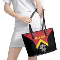 Anglesey Wales Leather Tote Bag Ynys Mon Welsh Lion Flag Design - Wonder Print Shop