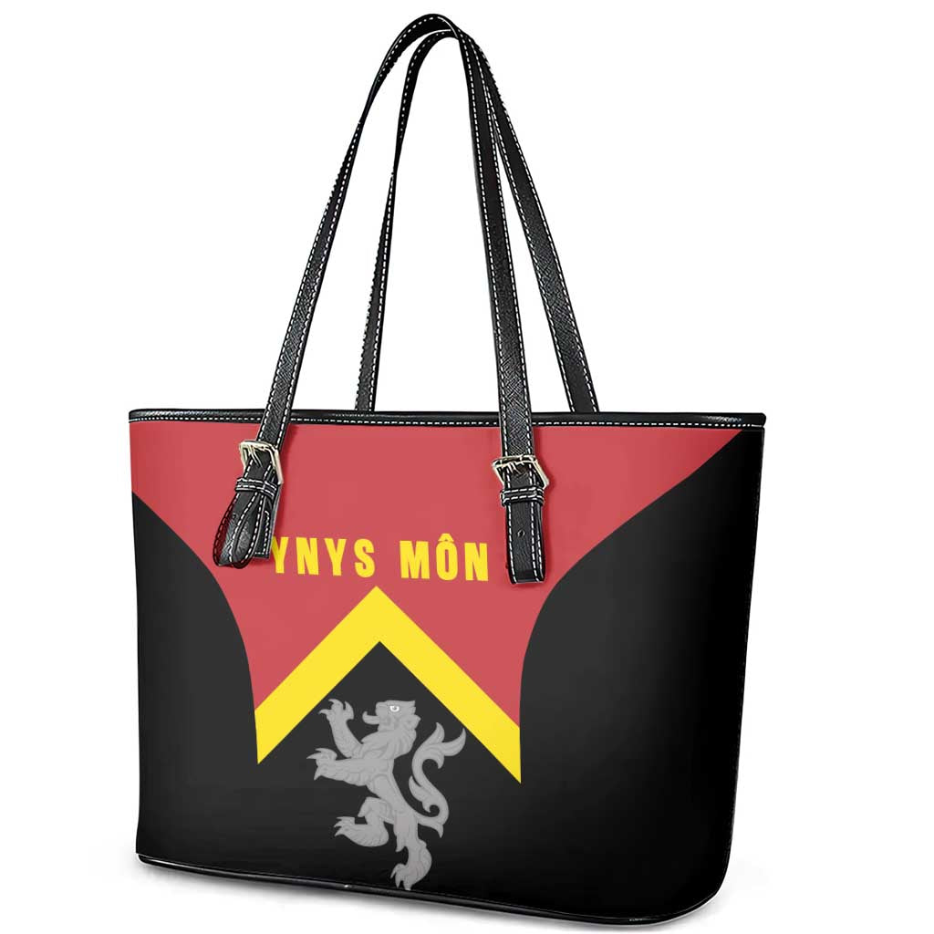 Anglesey Wales Leather Tote Bag Ynys Mon Welsh Lion Flag Design - Wonder Print Shop