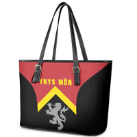 Anglesey Wales Leather Tote Bag Ynys Mon Welsh Lion Flag Design - Wonder Print Shop