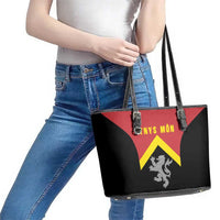 Anglesey Wales Leather Tote Bag Ynys Mon Welsh Lion Flag Design - Wonder Print Shop