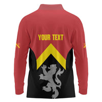 Personalised Anglesey Wales Long Sleeve Polo Shirt Ynys Mon Welsh Lion Flag Design - Wonder Print Shop