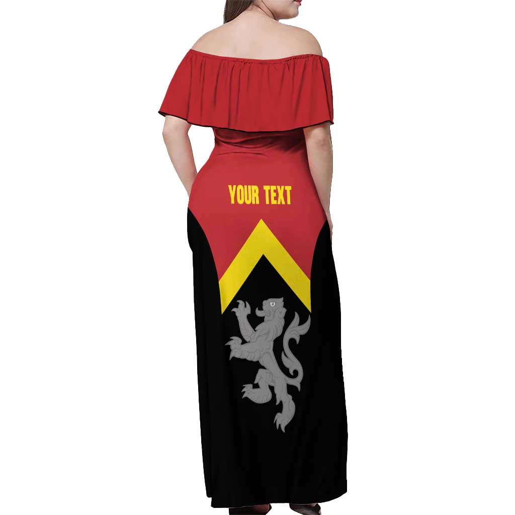 Personalised Anglesey Wales Off Shoulder Maxi Dress Ynys Mon Welsh Lion Flag Design - Wonder Print Shop