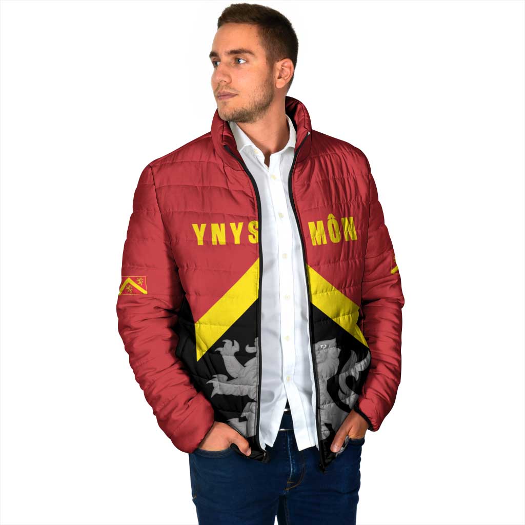 Personalised Anglesey Wales Padded Jacket Ynys Mon Welsh Lion Flag Design - Wonder Print Shop
