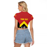 Personalised Anglesey Wales Raglan Cropped T Shirt Ynys Mon Welsh Lion Flag Design - Wonder Print Shop