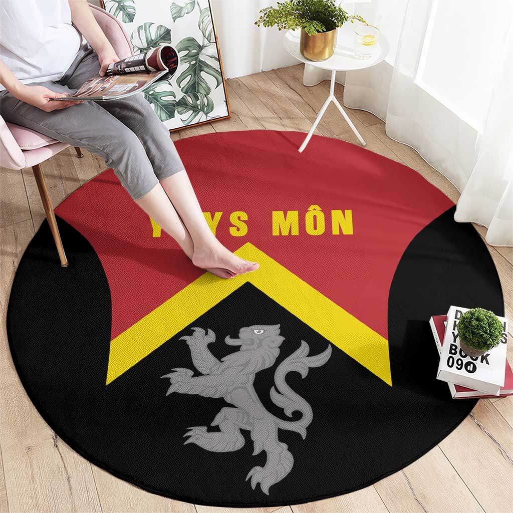 Anglesey Wales Round Carpet Ynys Mon Welsh Lion Flag Design - Wonder Print Shop