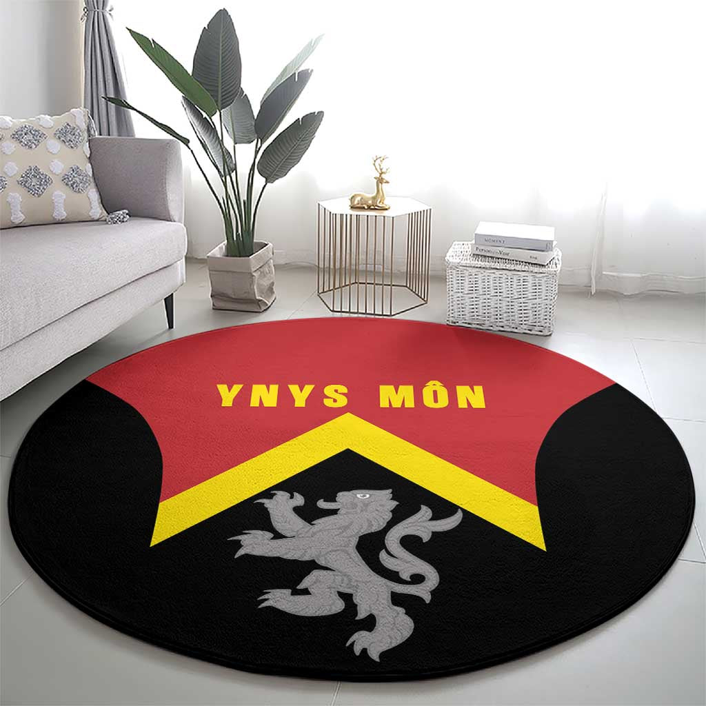 Anglesey Wales Round Carpet Ynys Mon Welsh Lion Flag Design - Wonder Print Shop