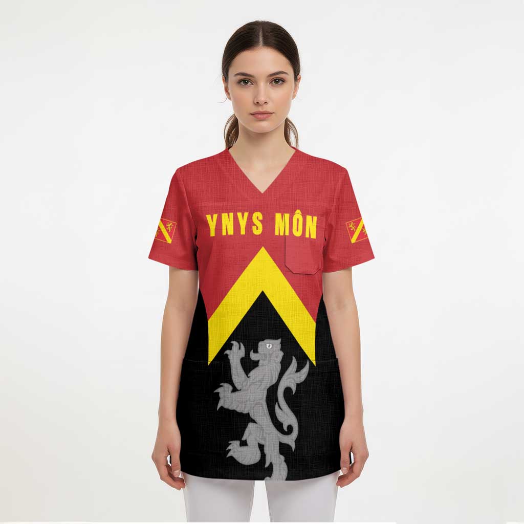 Personalised Anglesey Wales Scrub Top Ynys Mon Welsh Lion Flag Design - Wonder Print Shop