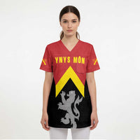 Personalised Anglesey Wales Scrub Top Ynys Mon Welsh Lion Flag Design - Wonder Print Shop