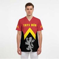 Personalised Anglesey Wales Scrub Top Ynys Mon Welsh Lion Flag Design - Wonder Print Shop