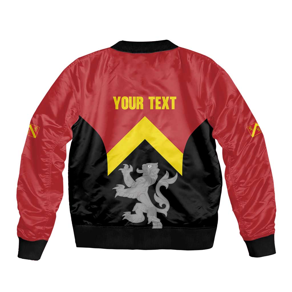 Personalised Anglesey Wales Sleeve Zip Bomber Jacket Ynys Mon Welsh Lion Flag Design - Wonder Print Shop