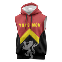Personalised Anglesey Wales Sleeveless Hoodie Ynys Mon Welsh Lion Flag Design - Wonder Print Shop