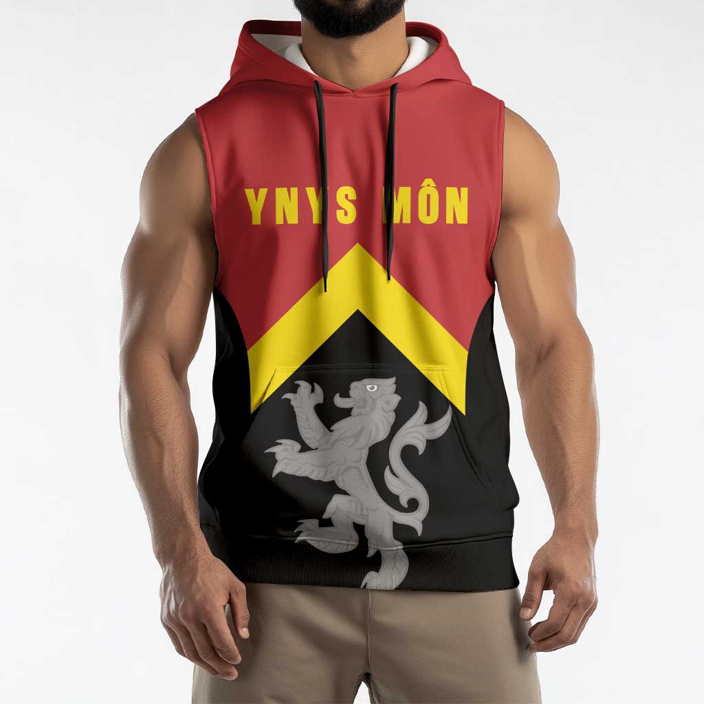 Personalised Anglesey Wales Sleeveless Hoodie Ynys Mon Welsh Lion Flag Design - Wonder Print Shop