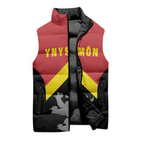 Personalised Anglesey Wales Sleeveless Puffer Jacket Ynys Mon Welsh Lion Flag Design - Wonder Print Shop