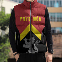 Personalised Anglesey Wales Sleeveless Puffer Jacket Ynys Mon Welsh Lion Flag Design - Wonder Print Shop