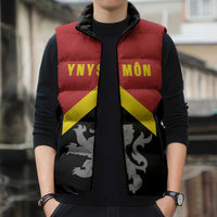 Personalised Anglesey Wales Sleeveless Puffer Jacket Ynys Mon Welsh Lion Flag Design - Wonder Print Shop