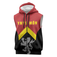 Personalised Anglesey Wales Sleeveless Zip Hoodie Ynys Mon Welsh Lion Flag Design - Wonder Print Shop