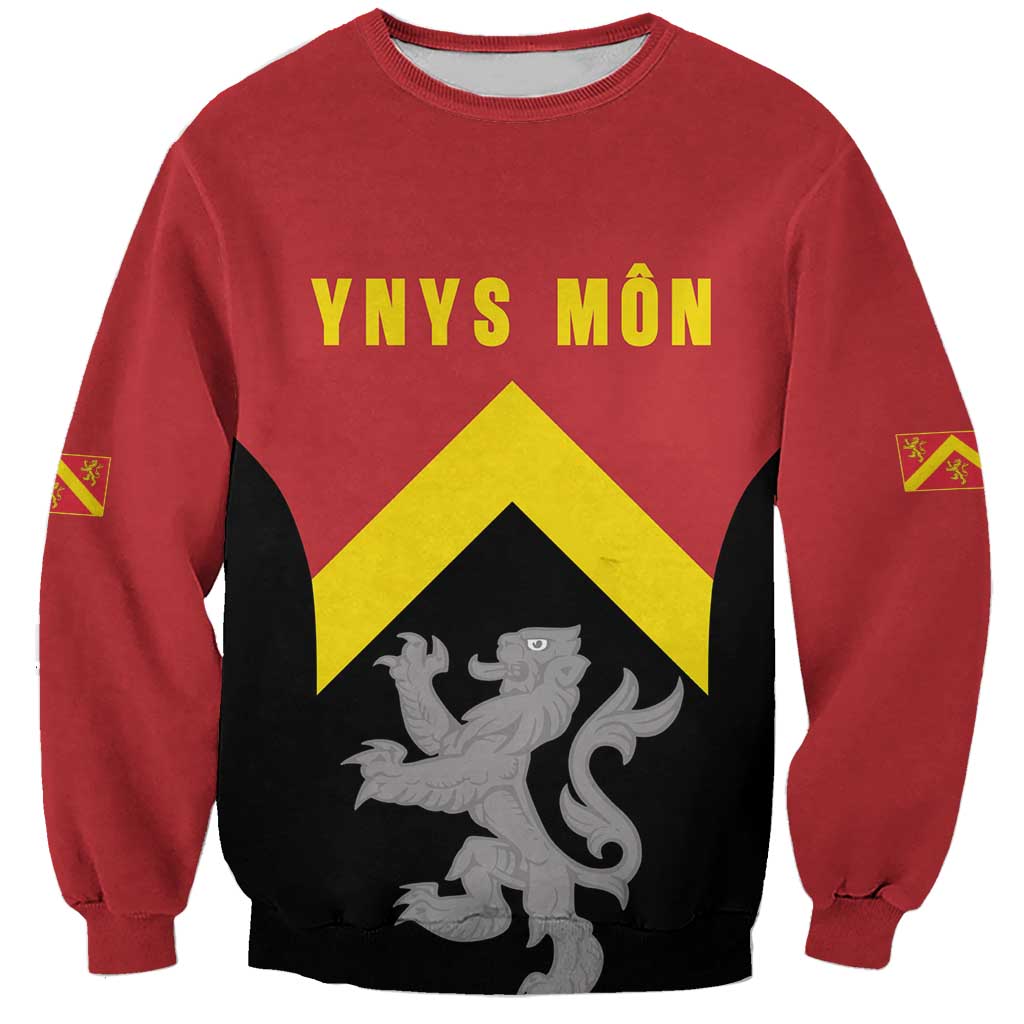 Personalised Anglesey Wales Sweatshirt Ynys Mon Welsh Lion Flag Design - Wonder Print Shop