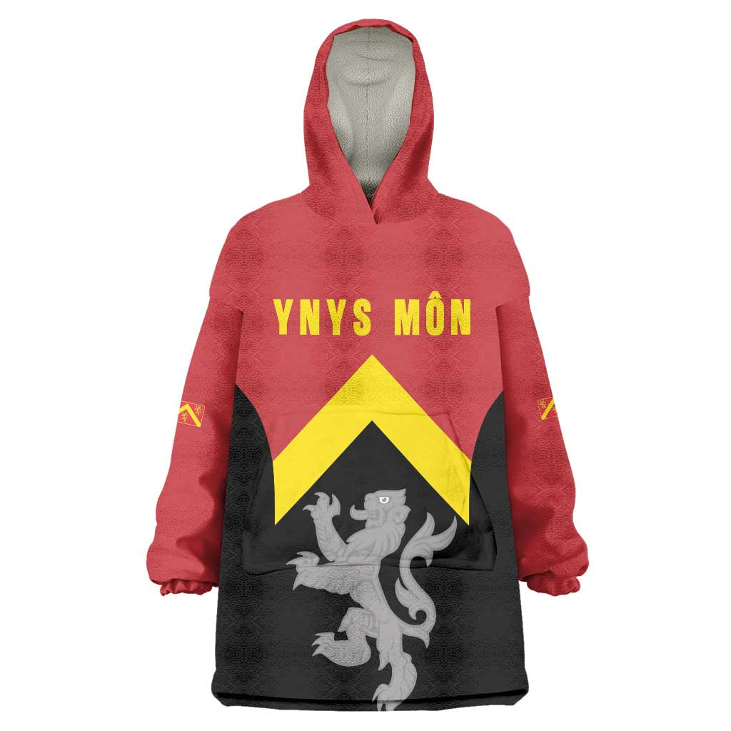 Personalised Anglesey Wales Wearable Blanket Hoodie Ynys Mon Welsh Lion Flag Design - Wonder Print Shop