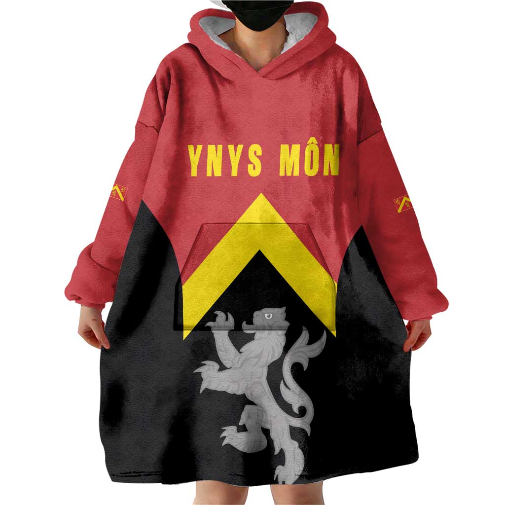 Personalised Anglesey Wales Wearable Blanket Hoodie Ynys Mon Welsh Lion Flag Design - Wonder Print Shop